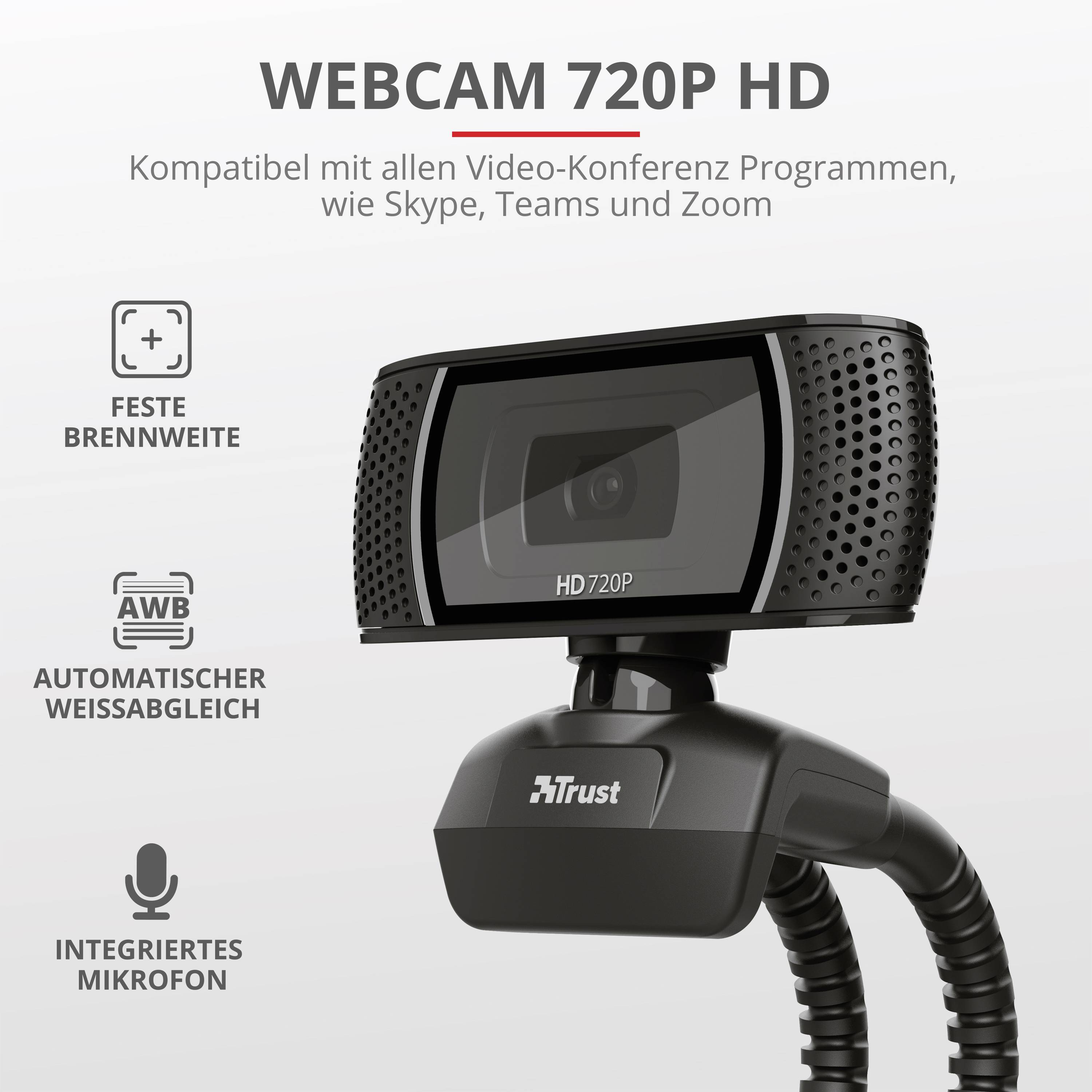 Webcam HD Trust Trino 1280 x 720 Pixel support à pince-8