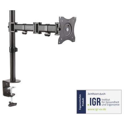 Support de moniteur en métal avec bras articulé, certifié par l'IGR (Institut pour la Santé et l'Ergonomie), pour un travail ergonomique.
