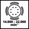 'Symbole pour le nombre de tours, 14 000 - 22 000 tours par minute.'