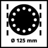 'Le symbole montre un cercle noir avec un diamètre de 125 mm, entouré de cercles plus petits et de lignes pointillées.'