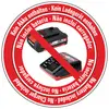 Illustration d'un chargeur de batterie barré avec du texte en plusieurs langues : 'Aucune batterie fournie, Aucun chargeur fourni'.