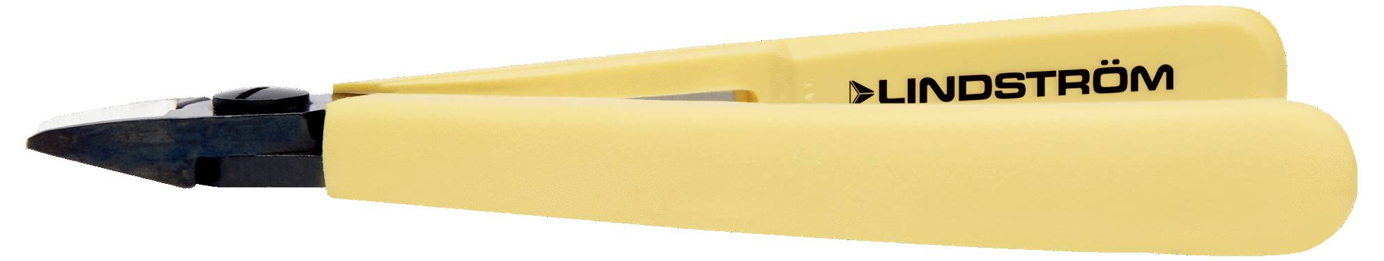 Pince coupante jaune avec des mâchoires noires et l'inscription 'LINDSTRÖM' sur la poignée.