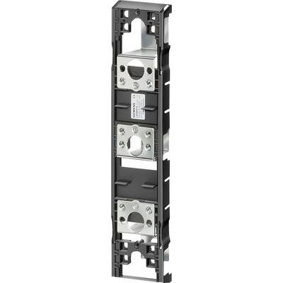 Cadre de boîtier métallique pour interrupteurs électriques, noir, étroit, rectangulaire, avec deux ouvertures de montage rondes et deux blocs d'alimentation ronds.