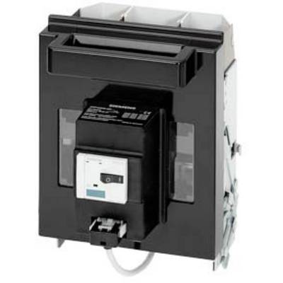 Un disjoncteur électrique noir avec interrupteur et câbles, monté dans un boîtier, sur un fond neutre.