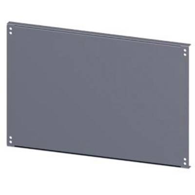 Plaque métallique grise rectangulaire avec quatre coins et des perçages à chaque angle.