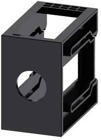 Un support rectangulaire noir en plastique, avec une ouverture circulaire au centre, adapté pour des fins de montage.