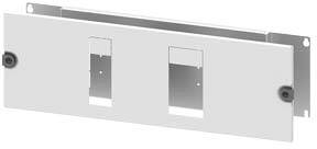 Plaque métallique avec deux découpes rectangulaires et des trous de fixation sur les côtés.
