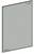 Support mural rectangulaire gris pour porte-documents, avec quatre coins arrondis. Idéal pour la présentation de documents ou d'affiches.