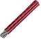 Gaine de câble rouge avec des torons de fils dénudés à une extrémité, montrant une connexion électrique isolée.