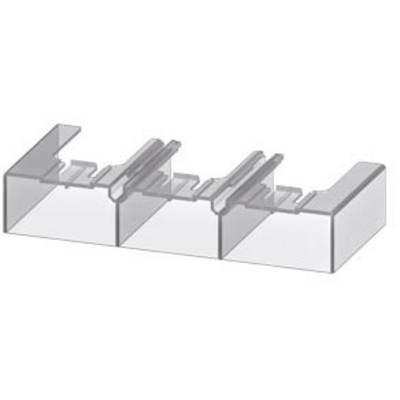 Construction en plastique transparent avec trois compartiments de taille égale, utilisée pour l'organisation ou le rangement de petits objets.