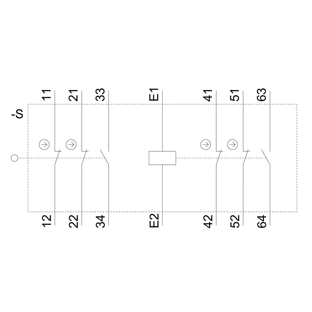 'Représentation schématique d'un plan de câblage électrique avec des contacts et des points de commutation numérotés, E1 et E2 mis en évidence.'