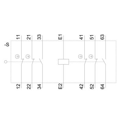 'Représentation schématique d'un plan de câblage électrique avec des contacts et des points de commutation numérotés, E1 et E2 mis en évidence.'