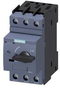 Contacteur de Siemens avec poignée de commutation noire et bornes de connexion en haut et en bas, utilisé pour le contrôle des appareils électriques.
