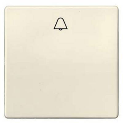 Interrupteur avec symbole de cloche, beige, pour sonnette de porte ou alarme.