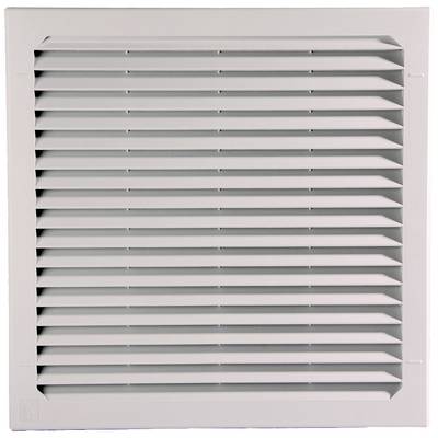 Un insert de grille de ventilation blanc avec des lamelles horizontales utilisées pour la ventilation et la circulation de l'air.