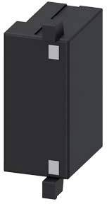Un composant électrique noir rectangulaire avec deux contacts métalliques en haut et en bas, adapté pour le montage sur un circuit imprimé.