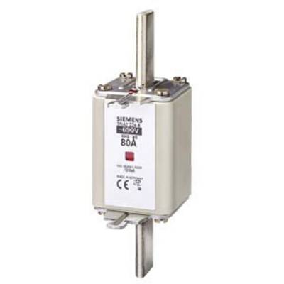 'Siemens Sitor 3NE1 806 80A 690V Fusible haute performance' avec indicateur rouge et contacts métalliques, adapté pour les systèmes électriques.