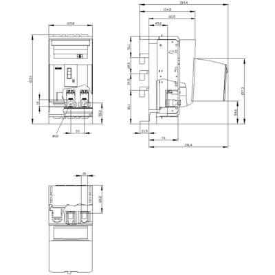 Dessin technique d'un composant électrique avec des dimensions détaillées en millimètres. Présente les vues de face et de côté avec indications dimensionnelles.
