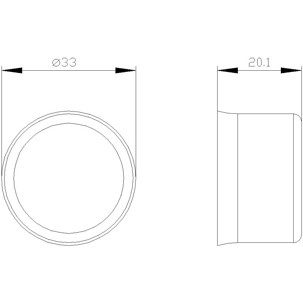 Dessin technique d'un objet cylindrique avec un diamètre de 33 mm et une hauteur de 20,1 mm.