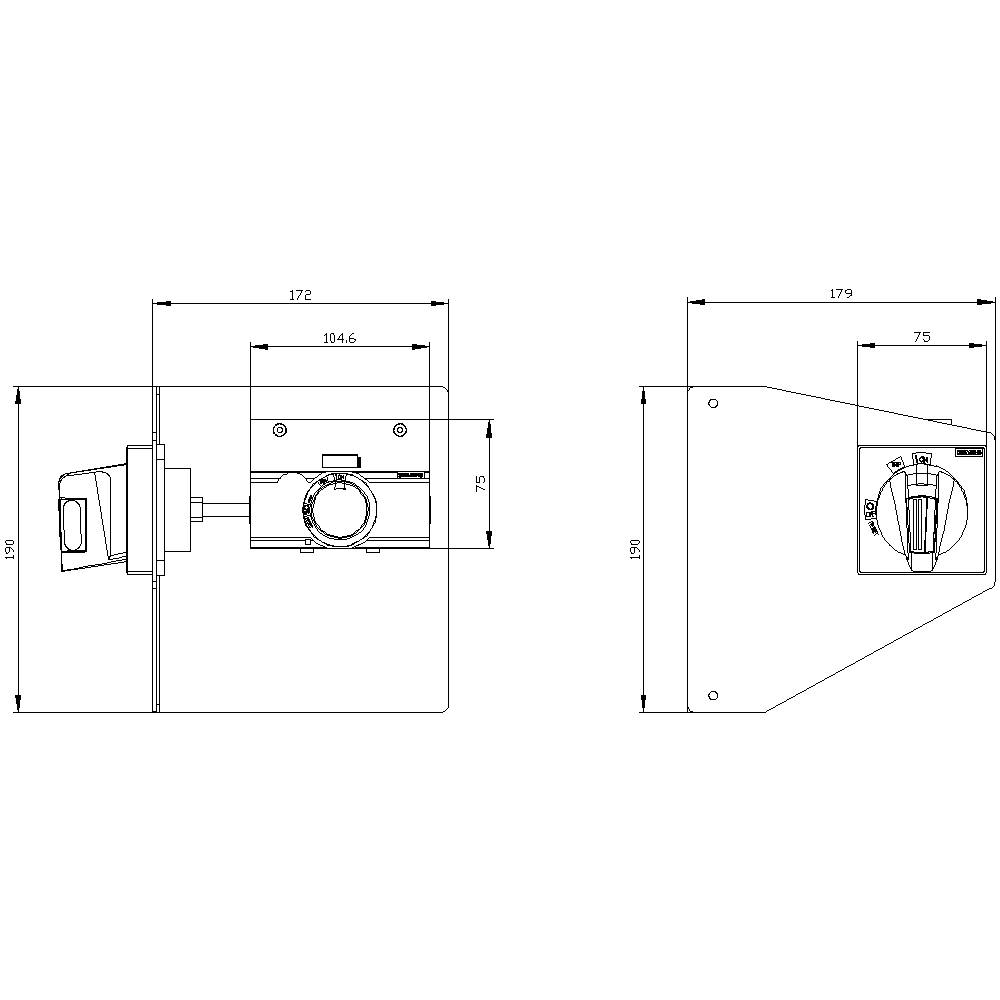 Dessin technique d'une vue latérale et frontale d'un composant mécanique avec dimensions en millimètres.