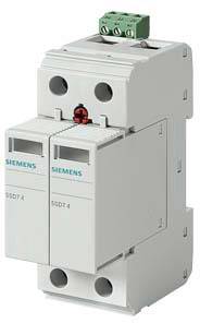 'Appareil Siemens avec des bornes de connexion vertes en haut, des unités doubles et une vis rouge au centre, pour installations électriques.'