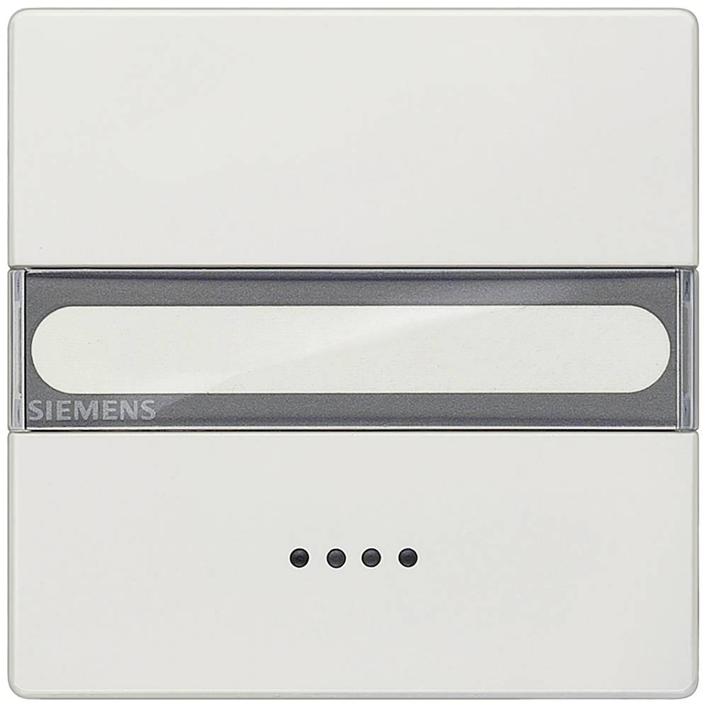 Un interrupteur blanc avec des accents gris et quatre petits points en dessous. Inscription : « Siemens ».