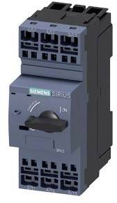 Un commutateur Siemens Sirius gris avec plusieurs bornes de connexion et un bouton rotatif pour le contrôle des circuits électriques.