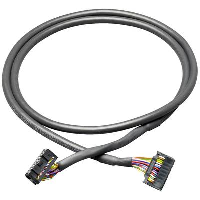 Un câble noir contenant plusieurs fils de couleurs différentes, équipé de connecteurs aux deux extrémités.