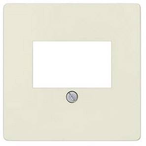 Un cadre d'interrupteur rectangulaire de couleur crème avec un bouton rond au centre en bas.
