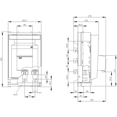 Dessin technique d'un interrupteur électrique avec des dimensions détaillées en millimètres, comprenant la largeur, la hauteur et la profondeur.