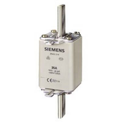 Fusible électrique Siemens, 35A, 690V, boîtier carré, avec connexions métalliques en haut et en bas.