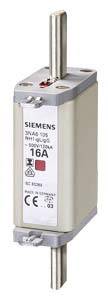 Un fusible-support Siemens NH avec un courant nominal de 16 ampères, design carré typique, adapté aux applications de protection électrique.