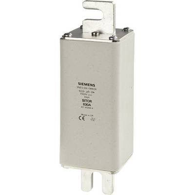 Fusible électrique blanc de Siemens portant l'inscription '3NE1 336-0NK06, 1500V A-C, 150kA-2, SITOR, 630A, Made in GR, CE 0065'.