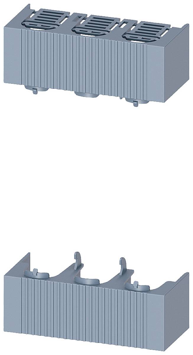 Deux connecteurs électriques rectangulaires bleus, séparés l'un de l'autre. Les deux présentent des nervures de surface pour une meilleure dissipation thermique.