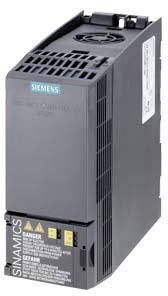 Un variateur de fréquence Siemens Sinamics noir avec ventilateur de refroidissement, adapté pour la commande de moteurs électriques dans des applications industrielles.