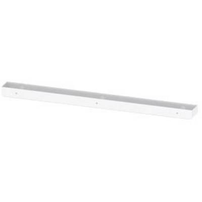 Longue profilé métallique blanche de forme rectangulaire avec de petits trous de vis, adapté aux applications industrielles ou mécaniques.