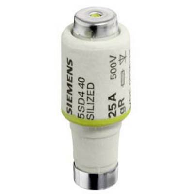 Un fusible électrique Siemens, modèle 5SD440, 25A, 500V. Corps cylindrique blanc avec des extrémités en métal.
