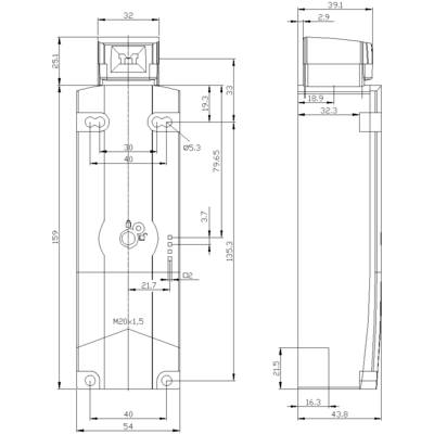 Dessin technique d'un composant mécanique avec des dimensions en millimètres. Des vues détaillées montrent différentes perspectives et mesures.