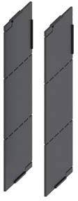 Deux panneaux noirs verticaux aux bords anguleux. Ils sont placés côte à côte et semblent modulaires.
