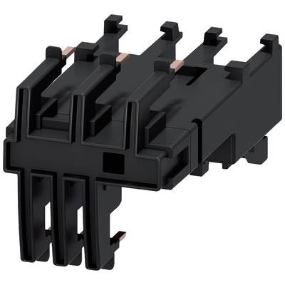 Une prise électrique noire, rectangulaire, avec plusieurs contacts en cuivre sortant de différents angles.