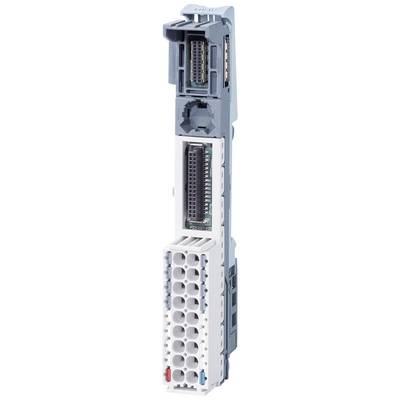 Module électronique industriel avec deux rangées de bornes de connexion ; en haut, un emplacement avec des broches de contact visibles.