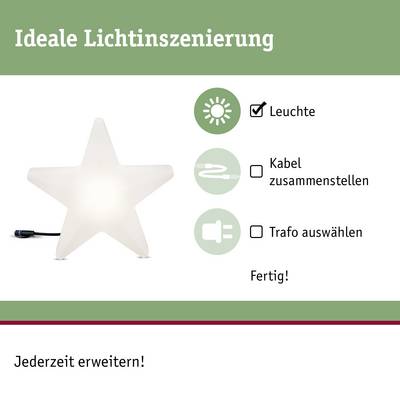 'Lampe en forme d'étoile avec texte : Illuminez, assemblez le câble, choisissez le transformateur, Terminé ! Mise en scène lumineuse idéale.'