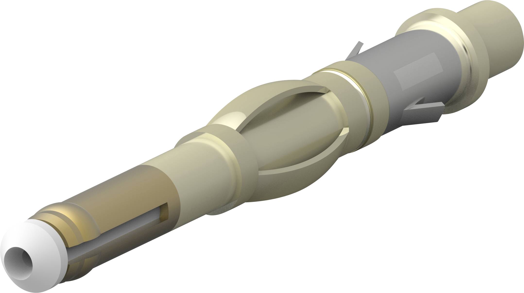 Un goujon métallique de forme cylindrique, à corps rainuré et extrémité conique, adapté pour la fixation dans divers matériaux.