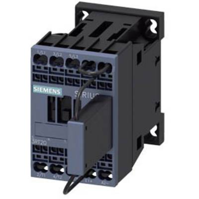 Un contacteur Siemens Sirius noir et gris pour applications électriques, montrant les bornes de connexion et le logo sur la face avant.