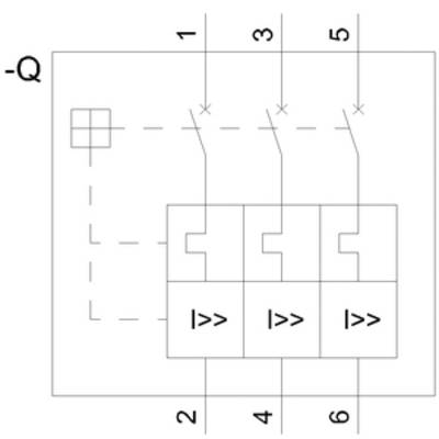 Schéma de circuit avec trois interrupteurs en série, numérotés de 1 à 6. Les interrupteurs symbolisent probablement des opérations de "supérieur à".