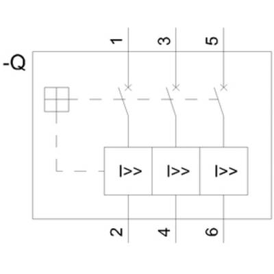 Dessin technique d'un schéma électrique avec des interrupteurs et des symboles de fusibles, numérotés de 1 à 6.
