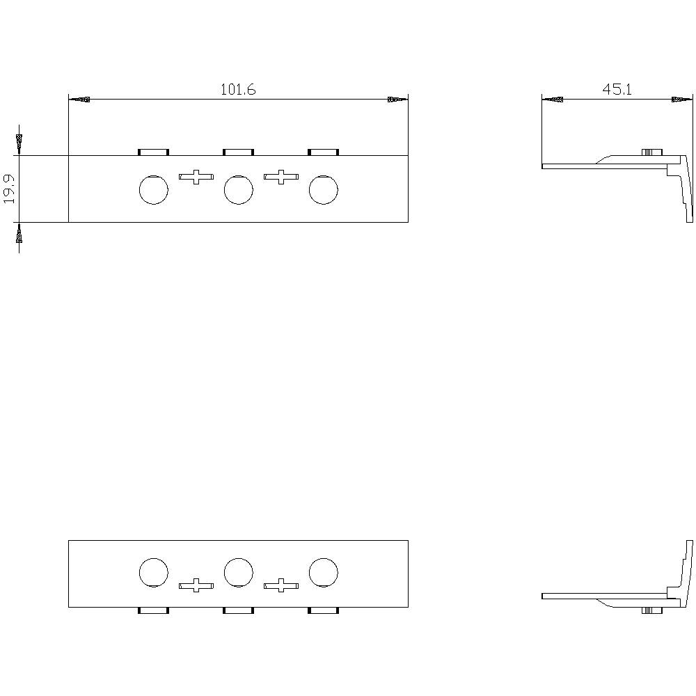 Dessin technique d'un composant avec plusieurs vues et dimensions : 101,6 mm, 45,1 mm, 13,9 mm.