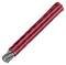Câble rouge, ondulé, avec un fil d'argent apparent à une extrémité.