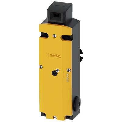 Appareil électrique jaune et rectangulaire portant le logo Siemens, entouré d'un boîtier noir avec des vis apparentes.