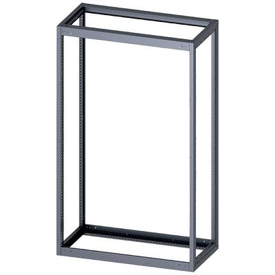 Un châssis métallique ouvert servant de boîtier pour serveur. De forme rectangulaire et vertical, adapté au montage de serveurs informatiques.